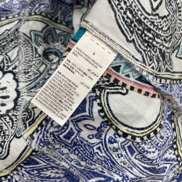 Chicos Colorful Paisley Linen Lightweight Open Cardigan Womens size Small (0) - Picture 6 of 7